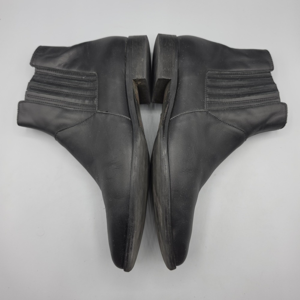 Italeau Booties Womens 38.5 Black Leather Italian Almond Toe - Picture 7 of 12